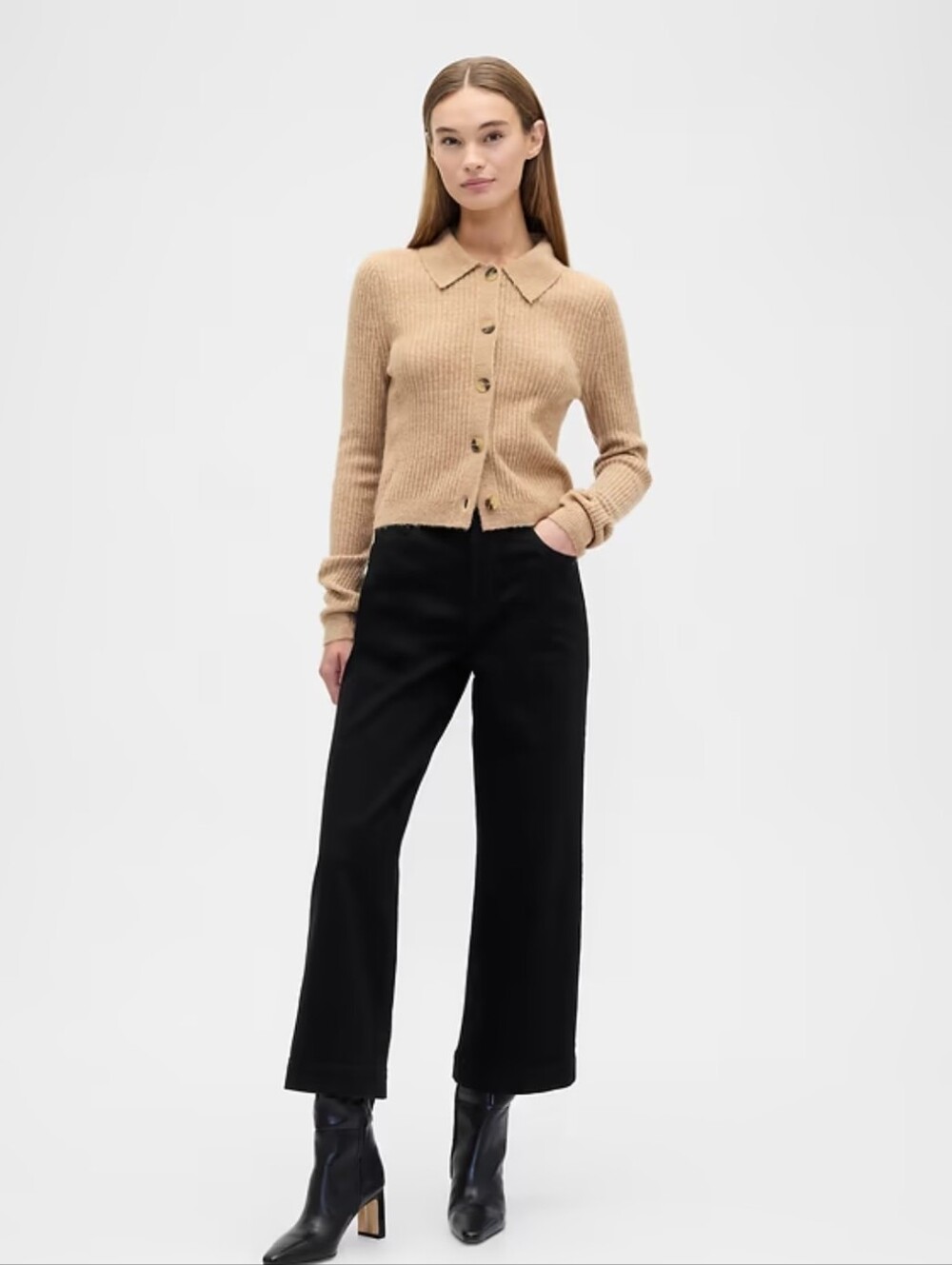 Gap High Rise Wide Leg Crop Black Jeans Size 4